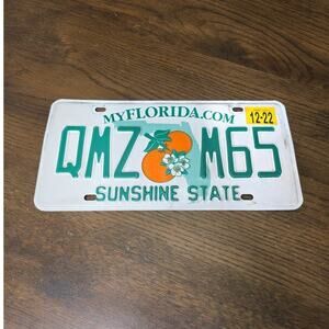 Florida License Plate Tag QMZM65 Sunshine State Motto December 2022